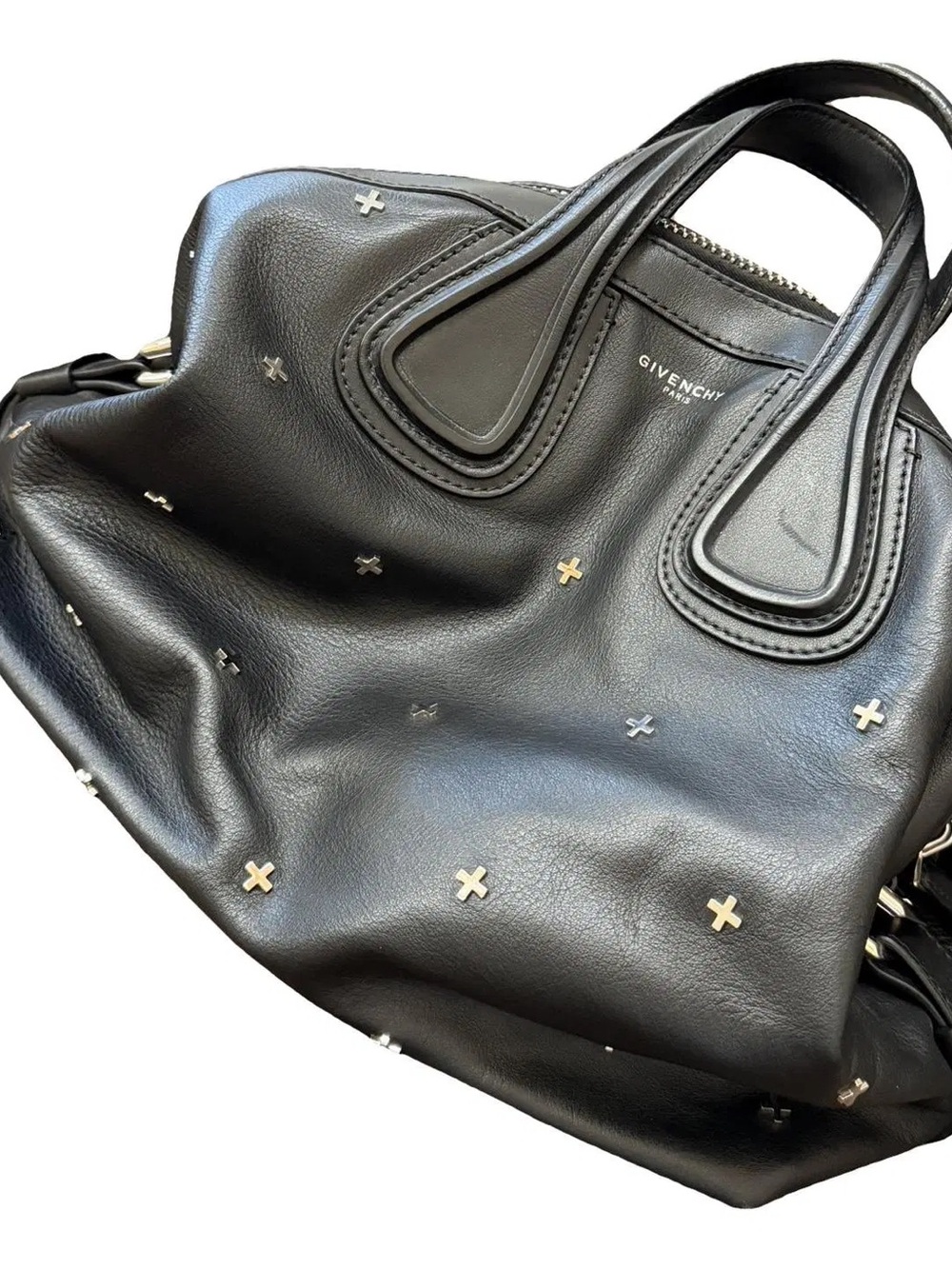 RARE Givenchy Chrome Cross Studded Nightingale w/ Shoulder Strap